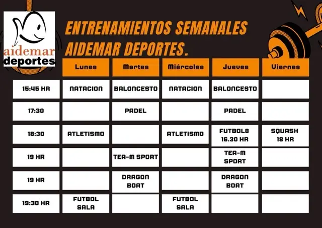 HORARIO ENTRENAMIENTOS