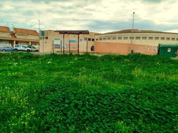 Solar con ratas frente a viviendas y Centro de Salud de Los Barreros